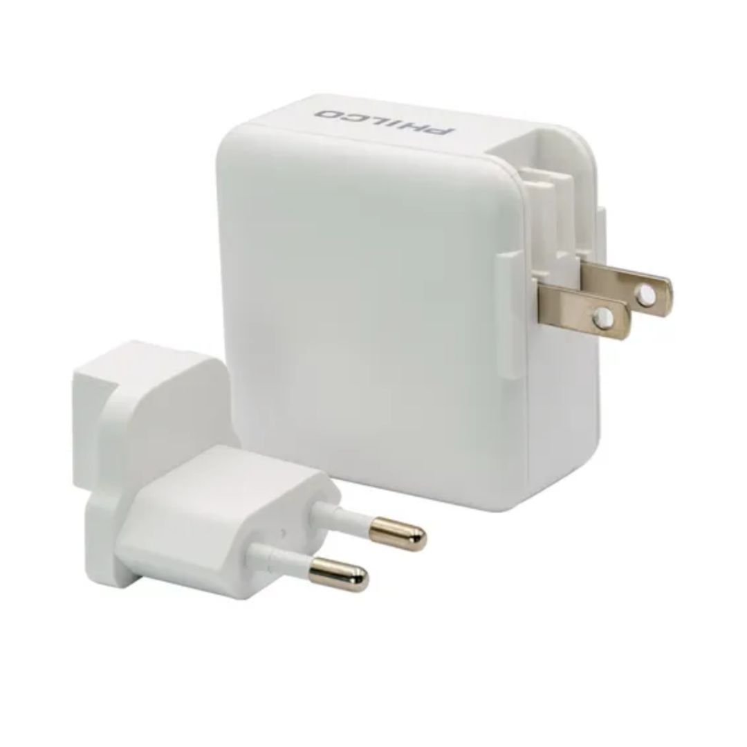 Cargador Philco QC665 65W GaN USB-C PD + USB 18W